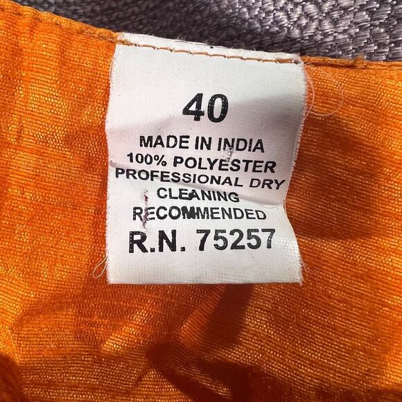 Made in India two piece embellished Top and Pants Beaded Orange Blue Sequins - Picture 2 of 14